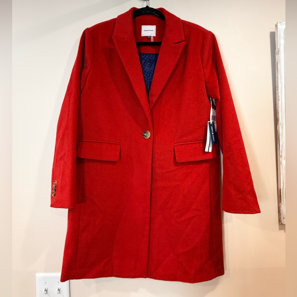🔥NWT Court & Rowe Red Single-Button Women’s Wool Coat Size M🔥